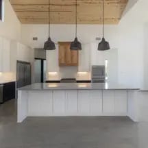 Cream polished concrete floor, Van Alystine, Texas