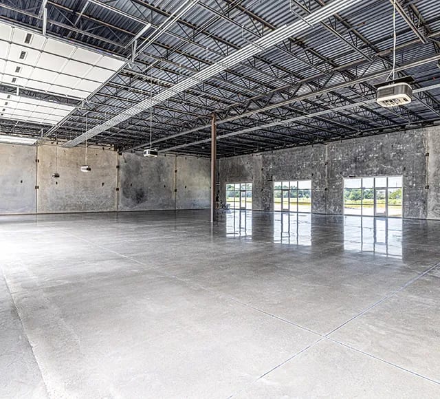 Polished concrete floor installation