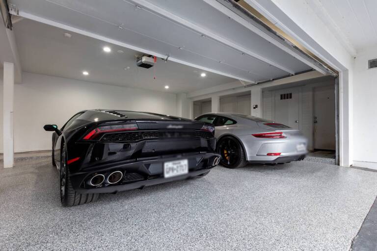 Epoxy flake garage floor lamborghini porsche