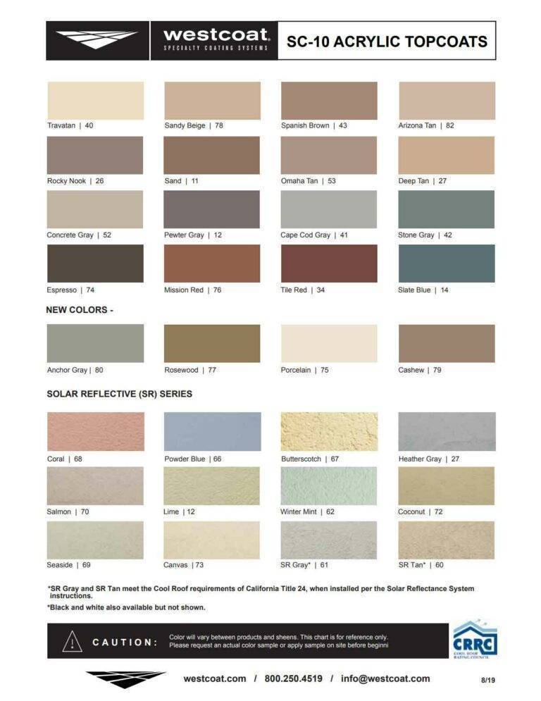 Westcoat Epoxy Color Chart